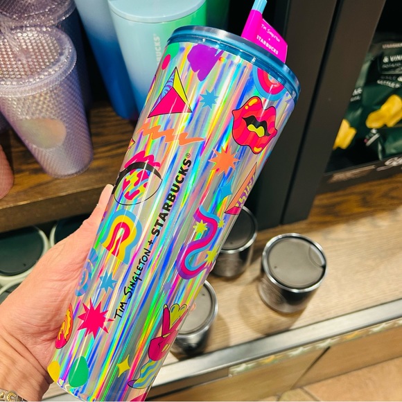 Starbucks Tim Singleton Pride Cup Iridescent Glitter Tumbler Foil 24oz New 2023 - Picture 4 of 10